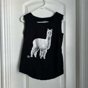 Black llama tank top, size small
